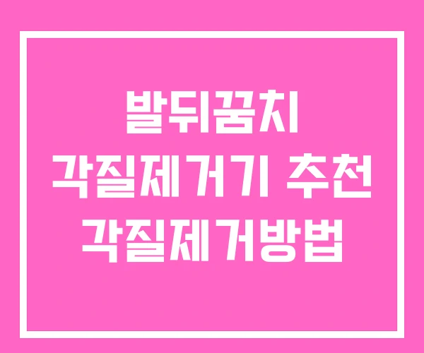 발뒤꿈치 각질제거기 추천 각질제거방법