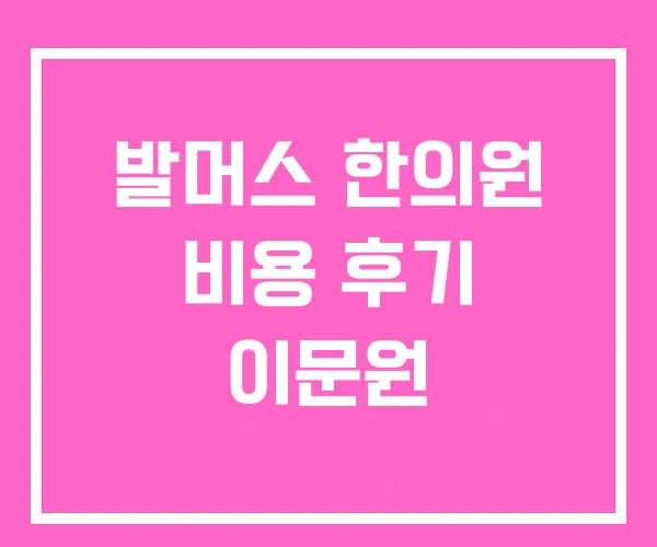 발머스 한의원 비용 후기 이문원