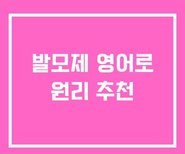 발모제 영어로 원리 추천