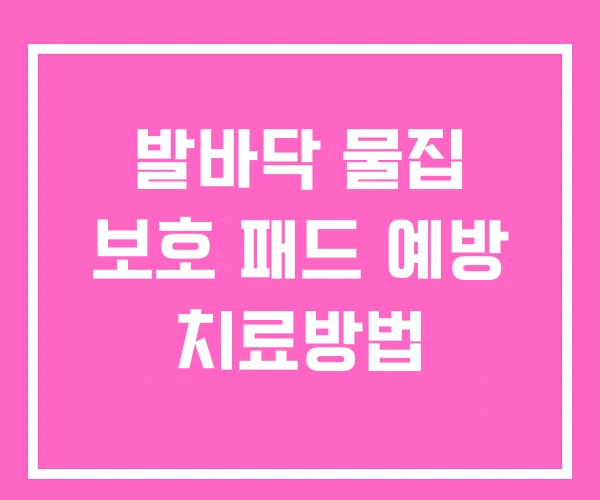 발바닥 물집 보호 패드 예방 치료방법