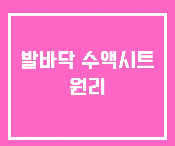 발바닥 수액시트 원리