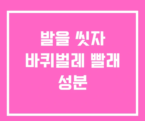 발을 씻자 바퀴벌레 빨래 성분