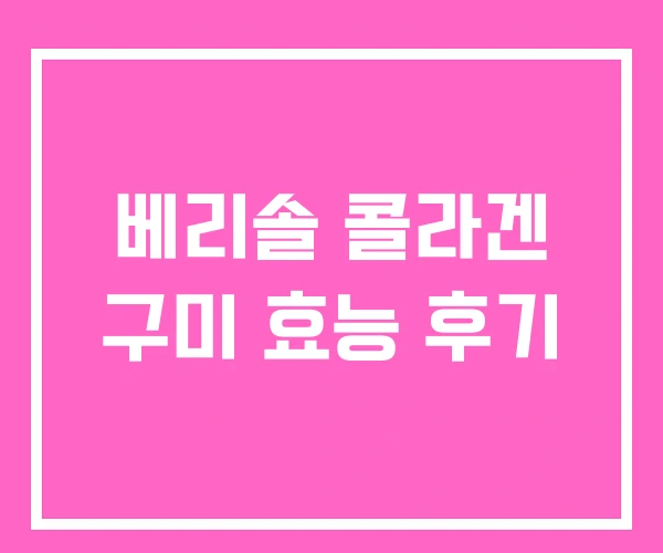 베리솔 콜라겐 구미 효능 후기