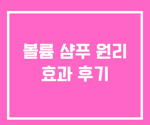 볼륨 샴푸 원리 효과 후기 볼륨 샴푸 원리 효과 후기