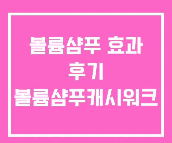 볼륨샴푸 효과 후기 볼륨샴푸캐시워크