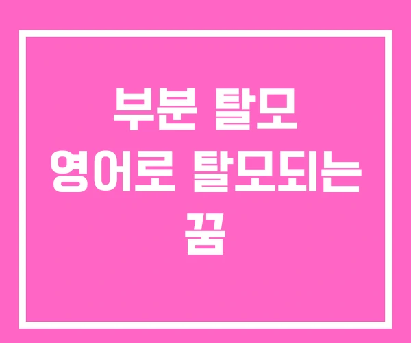 부분 탈모 영어로 탈모되는 꿈 부분 탈모 영어로 탈모되는 꿈