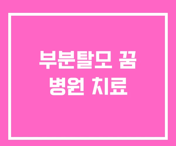 부분탈모 꿈 병원 치료