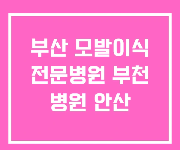 부산 모발이식 전문병원 부천 병원 안산