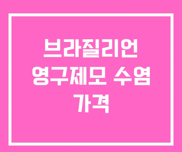 브라질리언 영구제모 수염 가격