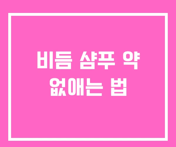 비듬 샴푸 약 없애는 법