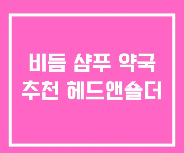 비듬 샴푸 약국 추천 헤드앤숄더