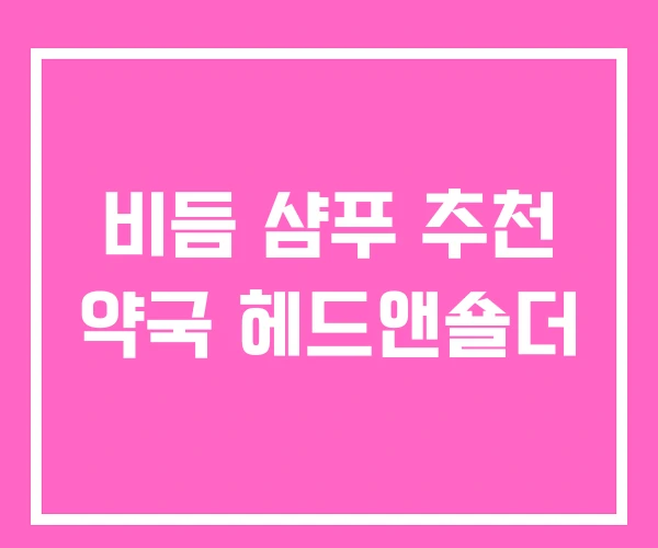 비듬 샴푸 추천 약국 헤드앤숄더