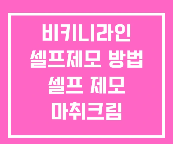 비키니라인 셀프제모 방법 셀프 제모 마취크림