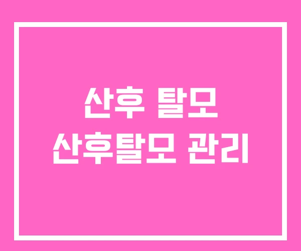 산후 탈모 산후탈모 관리 산후 탈모 산후탈모 관리