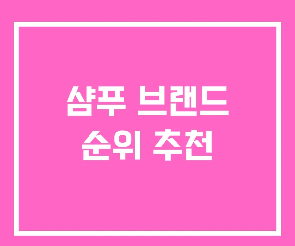 샴푸 브랜드 순위 추천