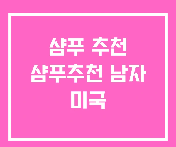 샴푸 추천 샴푸추천 남자 미국