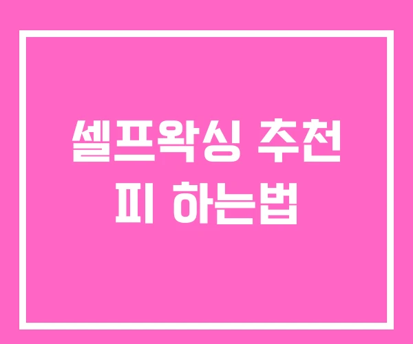 셀프왁싱 추천 피 하는법