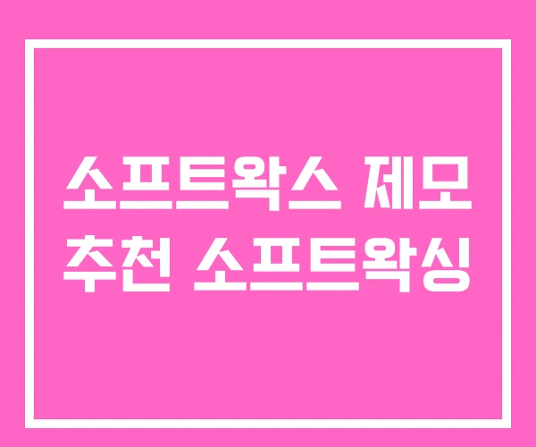 소프트왁스 제모 추천 소프트왁싱