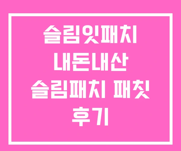 슬림잇패치 내돈내산 슬림패치 패칫 후기