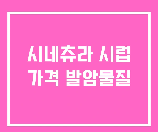 시네츄라 시럽 가격 발암물질