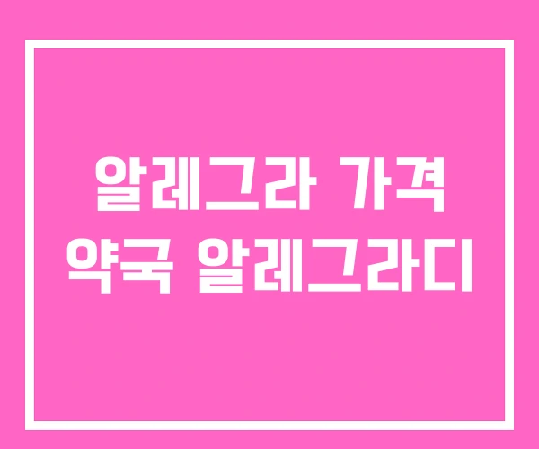 알레그라 가격 약국 알레그라디