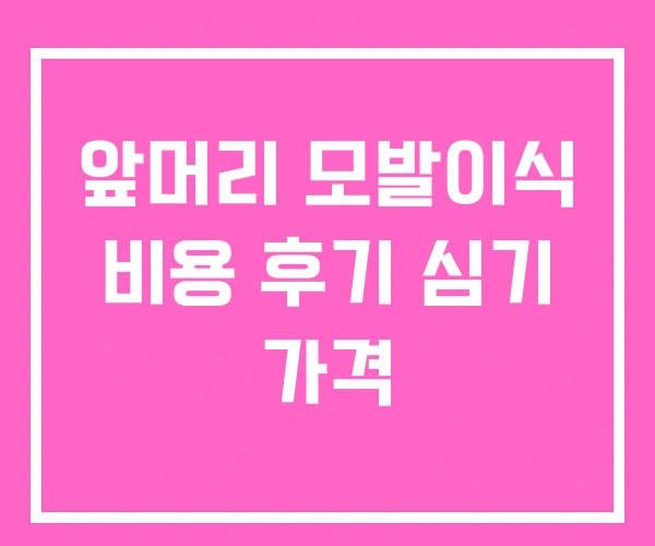 앞머리 모발이식 비용 후기 심기 가격 앞머리 모발이식 비용 후기 심기 가격