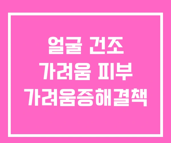 얼굴 건조 가려움 피부 가려움증해결책