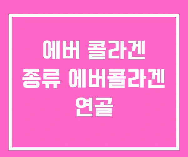 에버 콜라겐 종류 에버콜라겐 연골