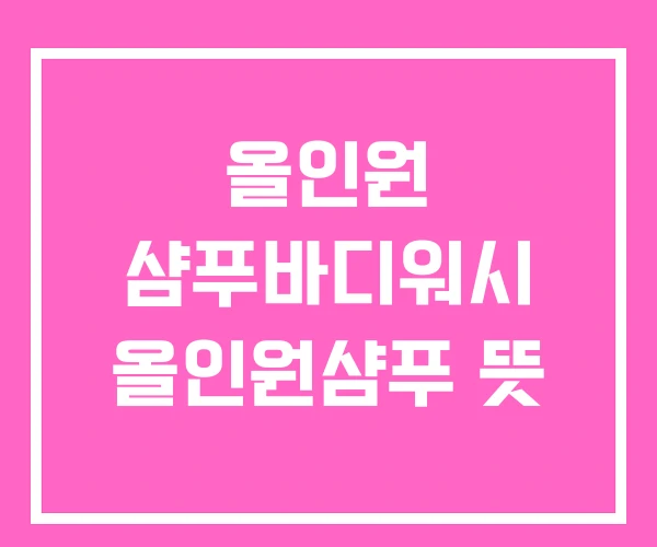 올인원 샴푸바디워시 올인원샴푸 뜻