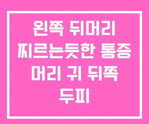 왼쪽 뒤머리 찌르는듯한 통증 머리 귀 뒤쪽 두피