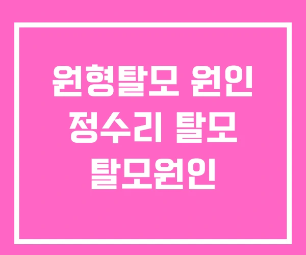 원형탈모 원인 정수리 탈모 탈모원인