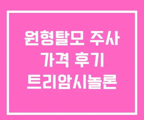 원형탈모 주사 가격 후기 트리암시놀론