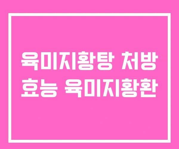 육미지황탕 처방 효능 육미지황환