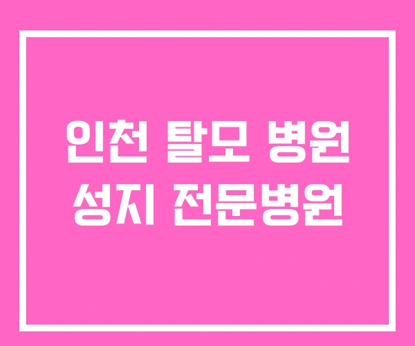 인천 탈모 병원 성지 전문병원 인천 탈모 병원 성지 전문병원