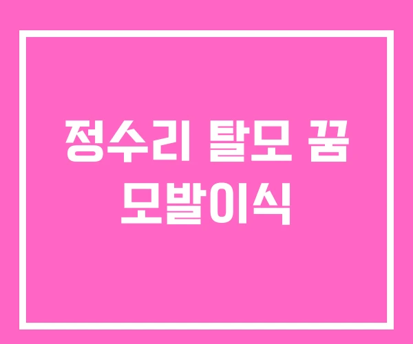 정수리 탈모 꿈 모발이식