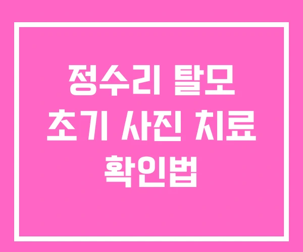 정수리 탈모 초기 사진 치료 확인법