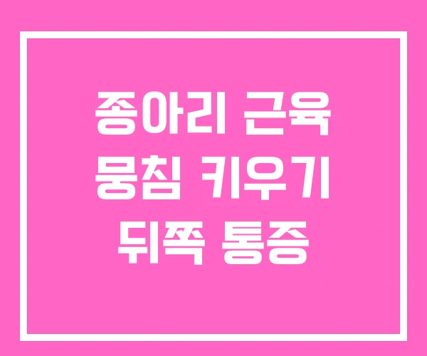 종아리 근육 뭉침 키우기 뒤쪽 통증