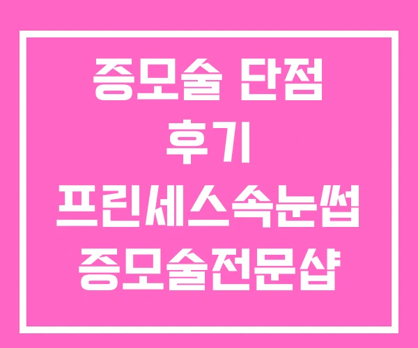 증모술 단점 후기 프린세스속눈썹 증모술전문샵