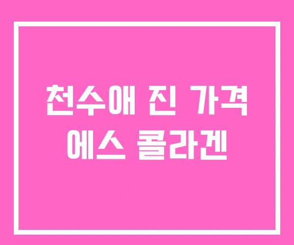 천수애 진 가격 에스 콜라겐