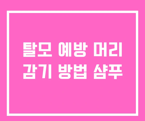 탈모 예방 머리 감기 방법 샴푸