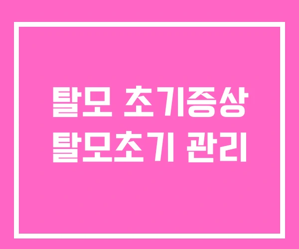 탈모 초기증상 탈모초기 관리 탈모 초기증상 탈모초기 관리