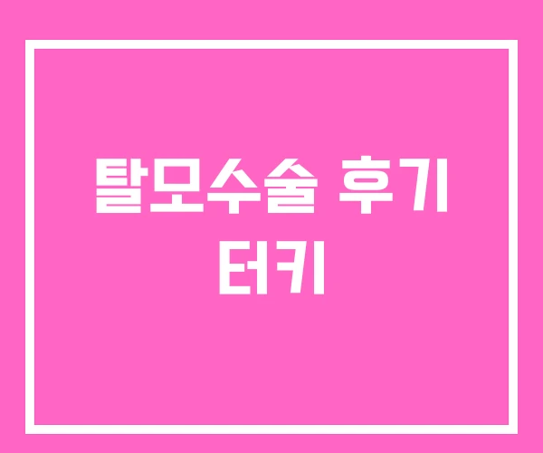 탈모수술 후기 터키