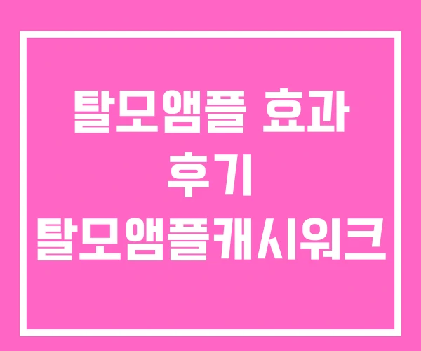 탈모앰플 효과 후기 탈모앰플캐시워크