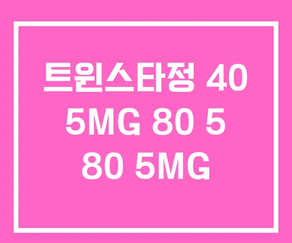 트윈스타정 40 5MG 80 5 80 5MG