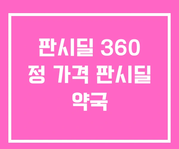 판시딜 360 정 가격 판시딜 약국