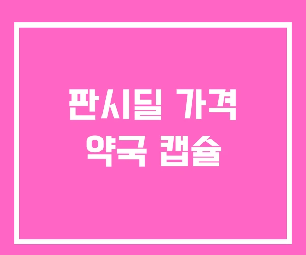 판시딜 가격 약국 캡슐