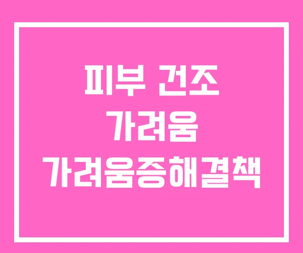 피부 건조 가려움 가려움증해결책