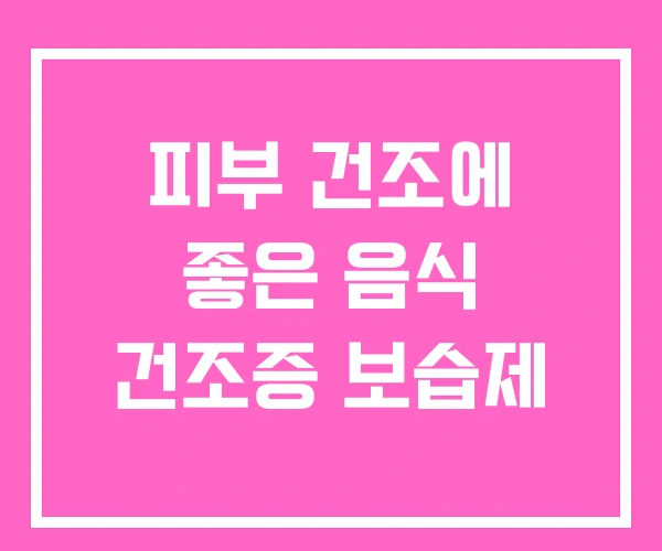 피부 건조에 좋은 음식 건조증 보습제