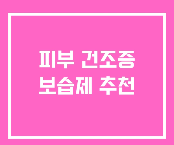 피부 건조증 보습제 추천