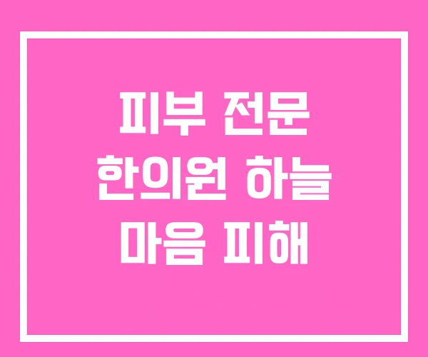 피부 전문 한의원 하늘 마음 피해